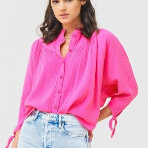 STARK X Crinkle gauze button-down shirt with tie cuffs!